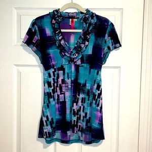 Ruffled v-neck shirt